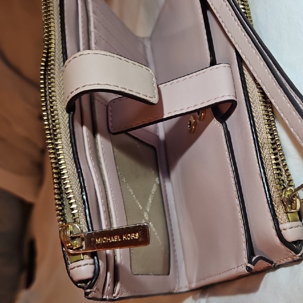 Michael Kors Pink Wallet with Gold Accents